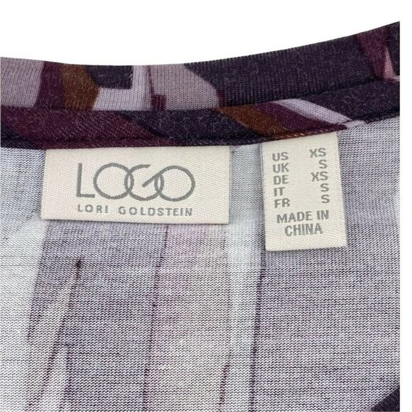 LOGO by Lori Goldstein Stretch Knit Tunic Top Pockets Purple Long Sleeve Sz XS - Picture 8 of 11